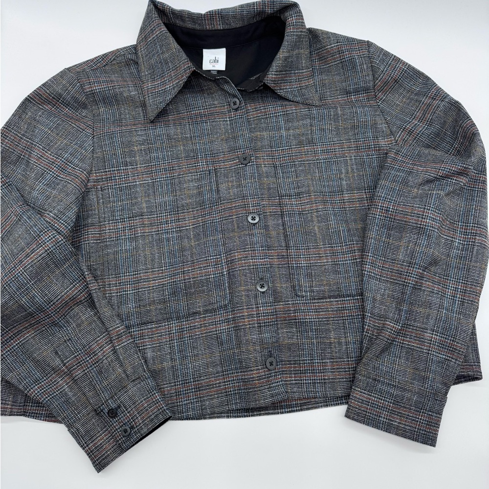 Cabi Blueprint Windowpane Plaid Pattern Shacket I… - image 2